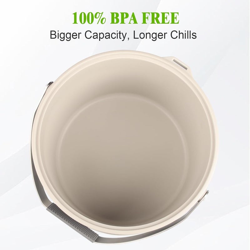 Five Home 5QT/4.8L Insulated Ice Bucket for Parties, Large Capacity Double-Wall Beverage Bucket with Scoop & Lid for Champagne, Wine, Cocktail (White) - Image 5